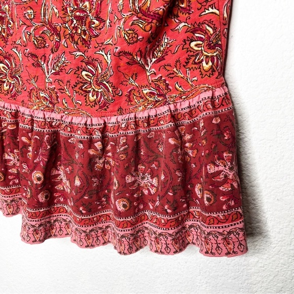 Sundance Lorena Mixed Peplum Popover Paisley Button Top - Picture 11 of 13